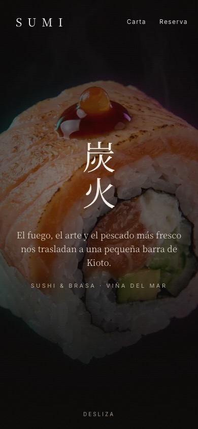 Sitio de un restaurante de sushi visto en un teléfono