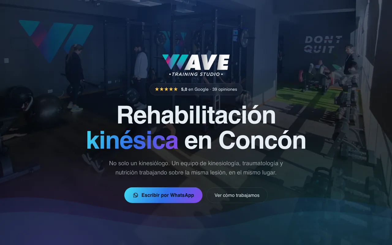 Sitio de Wave Training Studio, cliente real publicado